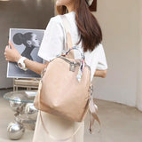 Backpacks Pu Leather Purpose Travel Women Shoulder Bag Letter Ribbon Daypack