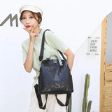 Backpacks Pu Leather Purpose Travel Women Shoulder Bag Letter Ribbon Daypack