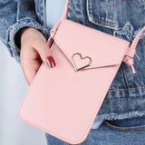 Touch Screen Cell Phone Bag Purse Smartphone Wallet PU Leather Shoulder Strap Ha