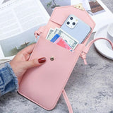 Touch Screen Cell Phone Bag Purse Smartphone Wallet PU Leather Shoulder Strap Ha