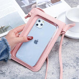 Touch Screen Cell Phone Bag Purse Smartphone Wallet PU Leather Shoulder Strap Ha