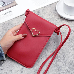 Touch Screen Cell Phone Bag Purse Smartphone Wallet PU Leather Shoulder Strap Ha