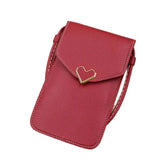 Heart-Shaped Decoration Touch Screen Phone Bag