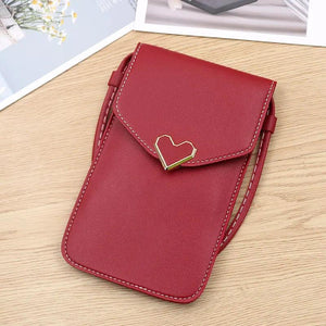 Heart-Shaped Decoration Touch Screen Phone Bag