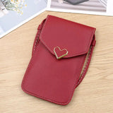 Heart-Shaped Decoration Touch Screen Phone Bag