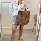 Summer Straw Shoulder Bag Rattan Beach Bags Large Capacity