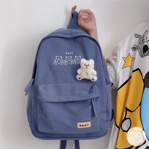 Canvas Women Backpack Shoulder Bag School Bag for Teenager Girls