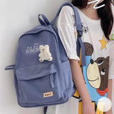 Canvas Women Backpack Shoulder Bag School Bag for Teenager Girls