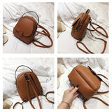 Women Leather Mini Soft Touch Backpack Multi-Function Small Shoulder Bag