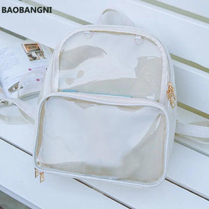 Clear Summer Women Backpack Transparent Student Bags