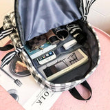 Women Backpacks Plaid Harajuku College Book Bag Zipper Canvas Teens