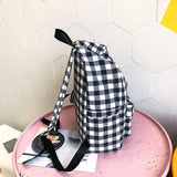 Women Backpacks Plaid Harajuku College Book Bag Zipper Canvas Teens