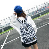 Women Backpacks Plaid Harajuku College Book Bag Zipper Canvas Teens