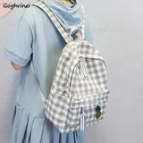 Women Backpacks Plaid Harajuku College Book Bag Zipper Canvas Teens