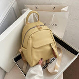 Women PU Leather Texture Backpack Student Large Capacity Rucksack