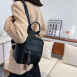 Women PU Leather Texture Backpack Student Large Capacity Rucksack