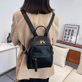 Women PU Leather Texture Backpack Student Large Capacity Rucksack