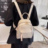 Women PU Leather Texture Backpack Student Large Capacity Rucksack