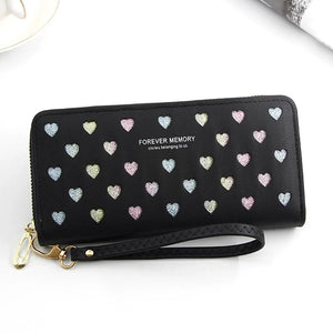 Women Hollow Love Leather Phone Bag Wallet