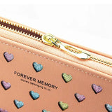 Women Hollow Love Leather Phone Bag Wallet