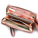 Women Hollow Love Leather Phone Bag Wallet