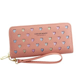 Women Hollow Love Leather Phone Bag Wallet
