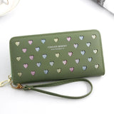 Women Hollow Love Leather Phone Bag Wallet