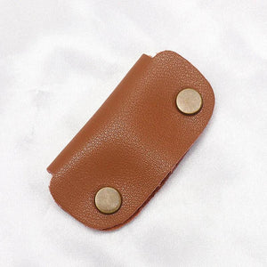 Data Cable Storage Bag Leather Buckle Headphone Cable Winder