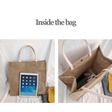 Linen Handbag Women's Short Travel Bag Minimalist Bohemian Beach Bag