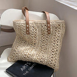 Women Straw Woven Tote Casual Rattan Bohemian Beach Bag Vacation Shoulder