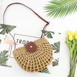 Hollow Semicircle Phone Messenger Bag Women Straw Woven Shoulder Bag