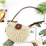 Hollow Semicircle Phone Messenger Bag Women Straw Woven Shoulder Bag