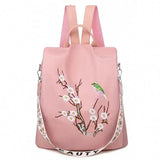 Women's Shoulder Embroidery Backpack Anti-theft Travel Bag