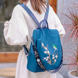 Women's Shoulder Embroidery Backpack Anti-theft Travel Bag