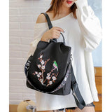 Women's Shoulder Embroidery Backpack Anti-theft Travel Bag