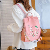 Women's Shoulder Embroidery Backpack Anti-theft Travel Bag