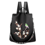 Women's Shoulder Embroidery Backpack Anti-theft Travel Bag