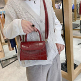 Stone Pattern Shoulder Messenger Bag High PU Leather Women Handbag