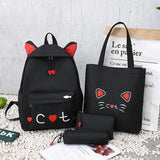 4pcs Women School Backpacks Girls Student Book Bag B