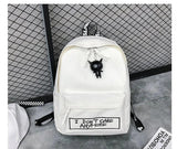 Qiaoduo Canvas Women Backpack Doll Pendant Travel Shoulder Bag Harajuku