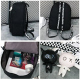 Qiaoduo Canvas Women Backpack Doll Pendant Travel Shoulder Bag Harajuku