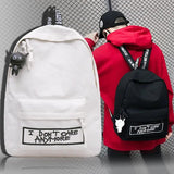 Qiaoduo Canvas Women Backpack Doll Pendant Travel Shoulder Bag Harajuku