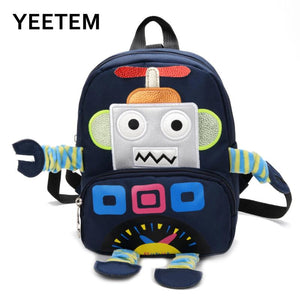 Cartoon Robot Kids School Bag Kindergarten Boys Girls Anti-lost Backpack