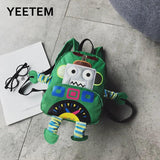Cartoon Robot Kids School Bag Kindergarten Boys Girls Anti-lost Backpack