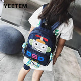 Cartoon Robot Kids School Bag Kindergarten Boys Girls Anti-lost Backpack