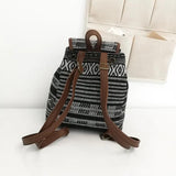 National Style Stripes Women Backpack Vintage Drawstring Female Backpacks