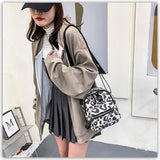 Floral Print Women Backpack Casual School Bag Small Square Winter