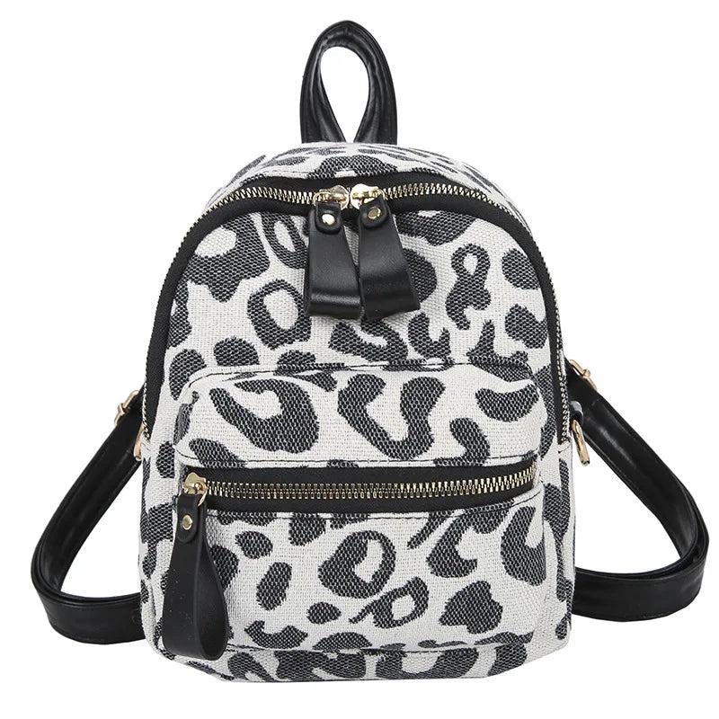 Floral Print Women Backpack Casual School Bag Small Square Winter