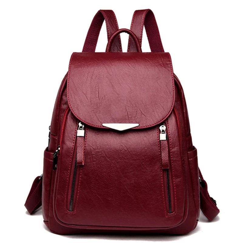 Women's Backpack Large PU Leather Handbag Schoolbag For Girls