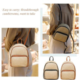 Women Straw Backpack Summer Beach Hand-Woven Leather Schoolbags